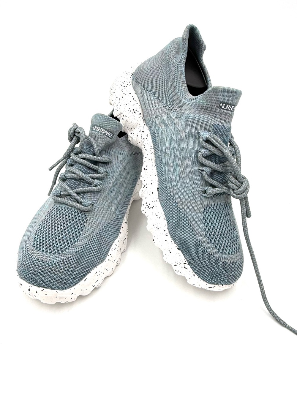 Nurse Babes Women’s Slate Blue Knit Slip-On Orthotic Shoes Size 8
